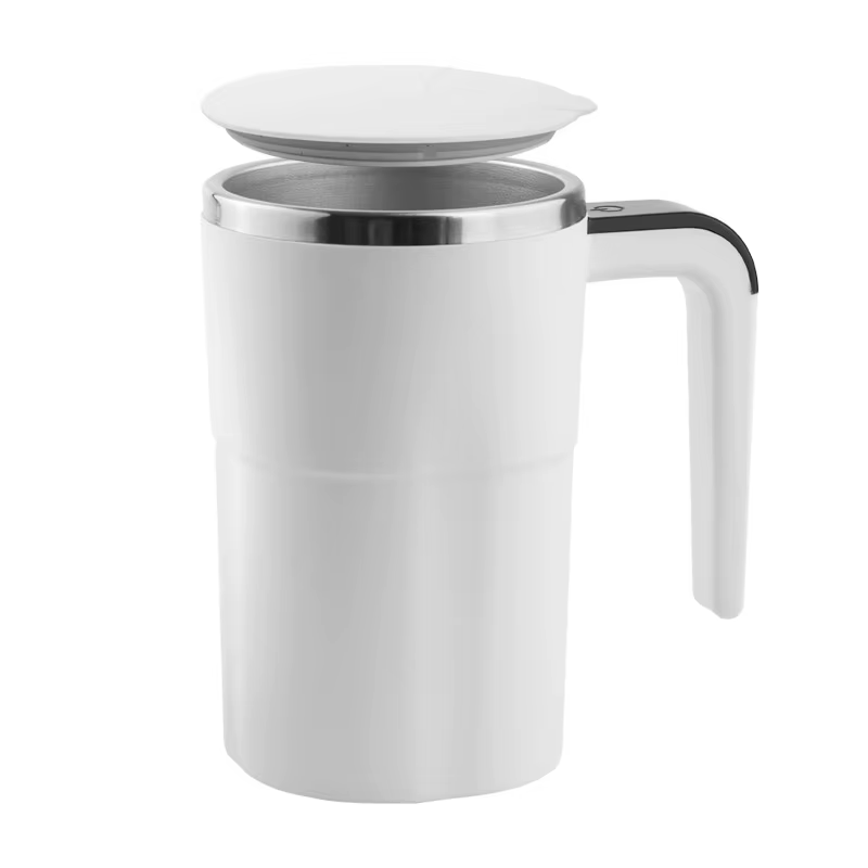 Automatic cup with straw and lid, stainless steel, waterproof, for mixing coffee