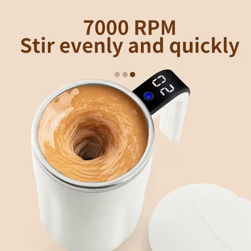 380ML Automatic Magnetic Stirring Mug with Straw & Lid Stainless Steel Waterproof USB Electric Mixing Coffee Mug 2025 New