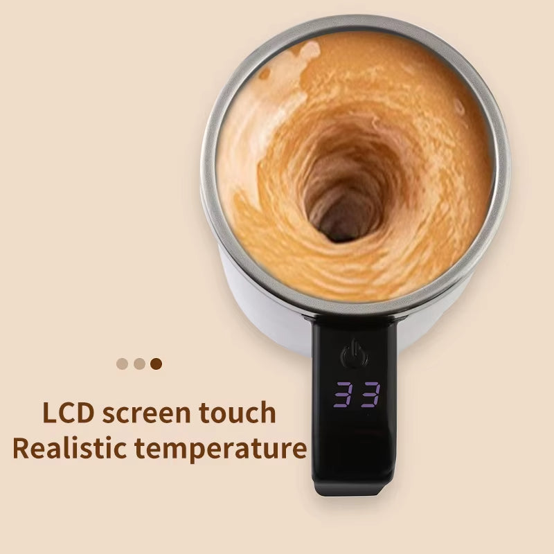 380ML Automatic Magnetic Stirring Mug with Straw & Lid Stainless Steel Waterproof USB Electric Mixing Coffee Mug 2025 New